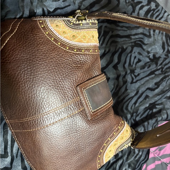 Leather Brown Shoulder Bag with Buckle Detail main image 1